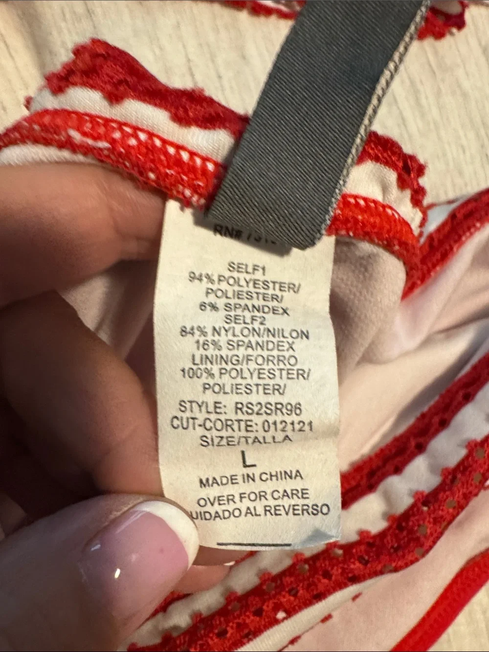 Kenneth Cole Reaction Red and White Striped Ruffled Tankini Set